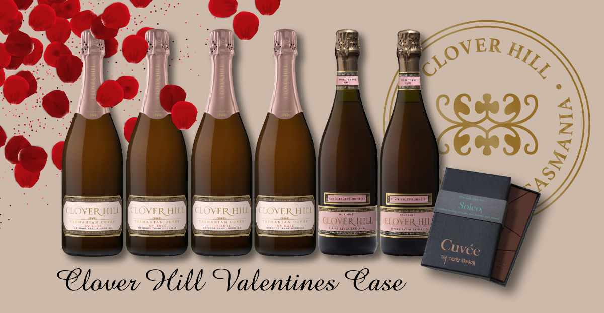 Give your valentine a bouquet of sparkling rosés, from Tasmanian sparkling house Clover Hill Wines. Created to rival the wines of Champagne, Clover Hill blends the finest traditions of this famous region with its own distinguished Tasmanian style.